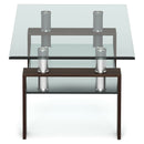 Rectangle Glass Coffee Table with Metal Legs for Living Room