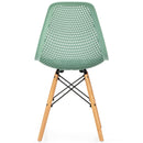2 Pcs Modern Plastic Hollow Chair Set with Wood Leg