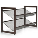 2/3/4 Tiers Flat and Slant Metal Shoe Rack for Entryway Hallway-2-Tier