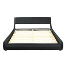 Full Size Faux Leather Upholstered Platform Bed Adjustable Headboard-Black