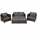 5 Pieces Patio Cushioned Rattan Furniture Set
