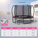 12 FT Outdoor Trampoline with Safety Enclosure Net - Pink