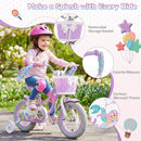 Kids Bike 12-20 Inch with Training Wheels & Basket Purple