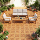 Acacia Wood Interlocking Deck Tiles 12x12 Inch - 48 Pack