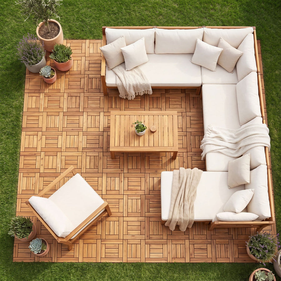 Acacia Wood Interlocking Deck Tiles 12