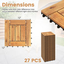 Acacia Wood Interlocking Deck Tiles 12" x 12" - Natural