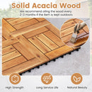 Acacia Wood Interlocking Deck Tiles 12" x 12" - Natural