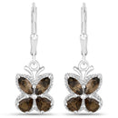 2.20 Carat Genuine Smoky Quartz .925 Sterling Silver Earrings