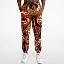 Burnt Orange, Black and White Abstract Melt Unisex Cargo Joggers (Fleece Lined)