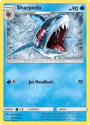 Sharpedo 028/145 - SM  Guardians Rising Reverse Holofoil