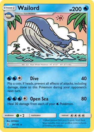 Wailord 030/145 - SM  Guardians Rising Reverse Holofoil