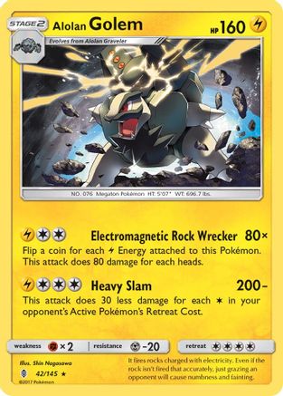 Alolan Golem 042/145 - SM  Guardians Rising Reverse Holofoil