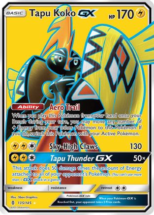 Tapu Koko GX (Full Art) 135/145 - SM  Guardians Rising Holofoil
