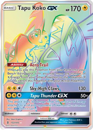 Tapu Koko GX (Secret) 153/145 - SM  Guardians Rising Holofoil