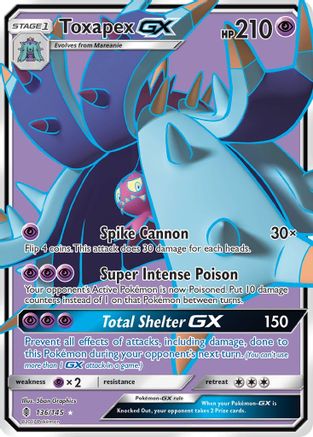 Toxapex GX (Full Art) 136/145 - SM  Guardians Rising Holofoil
