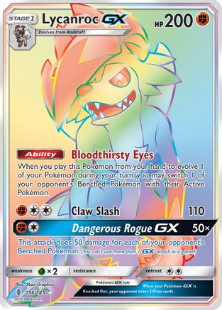 Lycanroc GX (Secret) 156/145 - SM  Guardians Rising Holofoil
