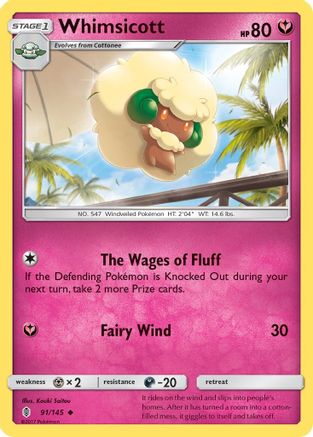 Whimsicott 091/145 - SM  Guardians Rising Reverse Holofoil