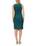 Vince Camuto Womens Cutout Draped Satin Sheath Dress