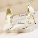 Satin Hollow-Out Pointed Sandals