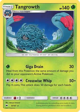 Tangrowth 008/147 - SM  Burning Shadows Reverse Holofoil