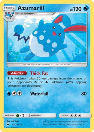 Azumarill 035/147 - SM  Burning Shadows Reverse Holofoil