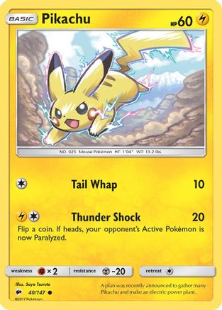 Pikachu 040/147 - SM  Burning Shadows Reverse Holofoil