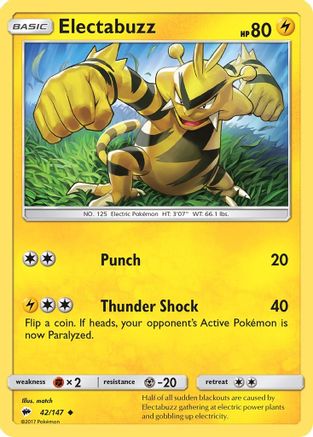 Electabuzz 042/147 - SM  Burning Shadows Reverse Holofoil