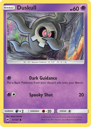 Duskull 051/147 - SM  Burning Shadows Reverse Holofoil