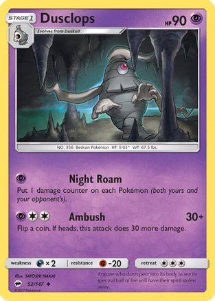 Dusclops 052/147 - SM  Burning Shadows Reverse Holofoil