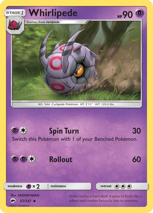 Whirlipede 057/147 - SM  Burning Shadows Reverse Holofoil