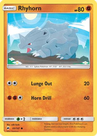 Rhyhorn 065/147 - SM  Burning Shadows Reverse Holofoil