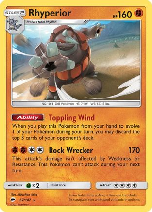 Rhyperior 067/147 - SM  Burning Shadows Holofoil