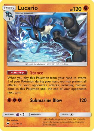 Lucario 071/147 - SM  Burning Shadows Reverse Holofoil