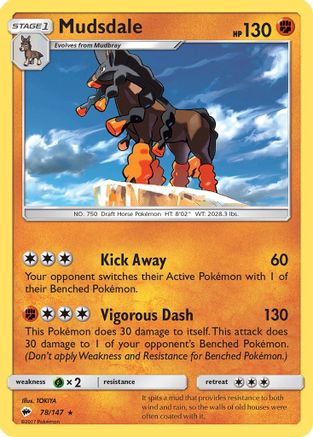 Mudsdale 078/147 - SM  Burning Shadows Reverse Holofoil