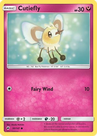 Cutiefly 095/147 - SM  Burning Shadows Reverse Holofoil