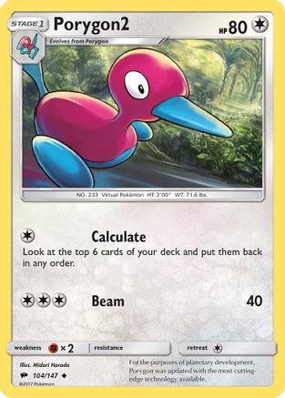Porygon2 104/147 - SM  Burning Shadows Reverse Holofoil
