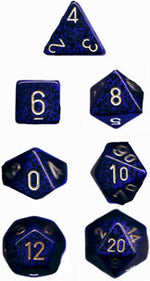 Speckled Polyhedral Golden Cobalt 7-Die Set