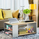 Coffee Table Sofa Side Table with Storage Shelves