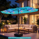 13 FT Double-Sided Patio Umbrella with Color-Changing Flowing Solar LED Lights