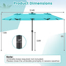13 FT Double-Sided Patio Umbrella with Color-Changing Flowing Solar LED Lights