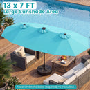 13 FT Double-Sided Patio Umbrella with Color-Changing Flowing Solar LED Lights
