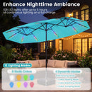 13 FT Double-Sided Patio Umbrella with Color-Changing Flowing Solar LED Lights