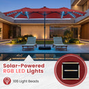 13 FT Double-Sided Patio Umbrella with 108 LED Lights & Base
