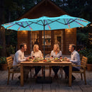 13 FT Double-Sided Patio Umbrella with 108 LED Lights & Base