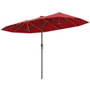 13 FT Double-Sided Patio Umbrella with Solar LED Lights