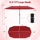 13 FT Double-Sided Patio Umbrella with Solar LED Lights