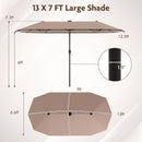 13 FT Double-Sided Patio Umbrella with Solar LED Lights