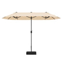 13FT Double-sided Patio Twin Table Umbrella with Crank Handle-Tan