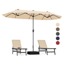 13FT Double-sided Patio Twin Table Umbrella with Crank Handle-Tan