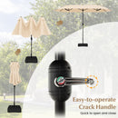 13FT Double-sided Patio Twin Table Umbrella with Crank Handle-Tan